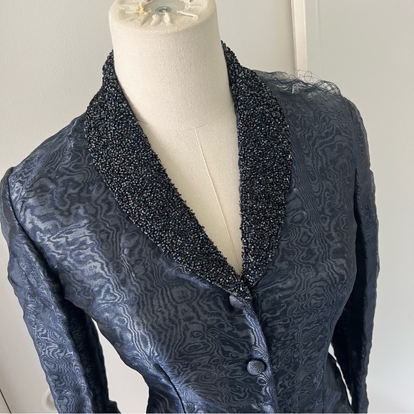 *Firm* Flawed Vintage AW 1996 1997 Romeo Gigli Moire Effect Beaded Blazer Jacket - Picture 2 of 5
